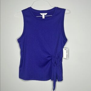 NWT Nine West Blue Sleeveless Tie Front Tank Top Medium